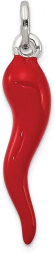 Sonia Jewels Colgante de plata de ley 925 para hombre, esmalte rojo, cornicello, protección de cuerno italiano, 1.299 in x 0.276 in, Metal