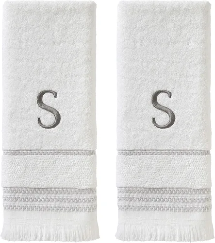 Miniatura 95 de SKL Home Toalla de baño casual con monograma, S, 28 x 54 pulgadas, color blanco