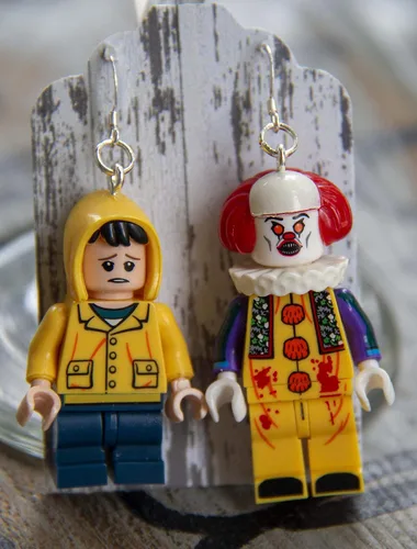 Miniatura 2 de Pendientes de payaso aterrador de plata de ley con ganchos de película de terror para Halloween