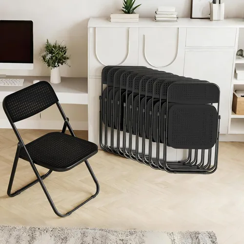 Miniatura 15 de JPBSTO Sillas plegables, marco de acero de capacidad de 300 libras, plegables para fiestas en interiores y exteriores, paquete de 2, color negro