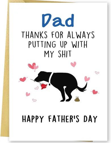 Huameigf Tarjeta de regalo para el día del padre de parte del perro, linda tarjeta del día del padre de hijo hija, mejor papá perro, regalo para