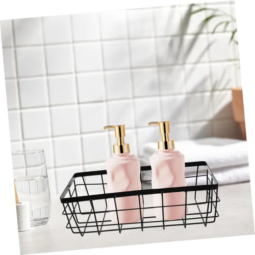 Miniatura 7 de Luxshiny Cesta de almacenamiento de metal montada en la pared para cocina y baño, organizador versátil para acondicionadores de champú y más diseños