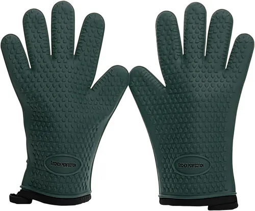 Miniatura 17 de KITCHEN PERFECTION Guantes de silicona para horno ahumador -Guantes de barbacoa extremadamente resistentes al calor-maneja la comida caliente