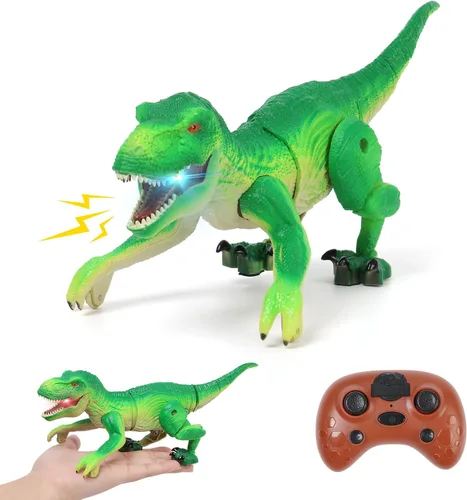 IQKidz Juguete de dinosaurio RC para niños de 3 a 5 años, robot de dinosaurio tiranosaurio realista para caminar para niños y niñas, pequeñas