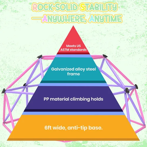 Miniatura 5 de Gardenature Cúpula de escalada de 6 pies para niños de 3 a 8 años, gimnasio de jungla para interiores y exteriores, cúpula geométrica con escalador