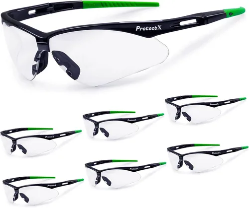 Miniatura 34 de ProtectX Gafas de seguridad para hombres y mujeres, lentes de sol de seguridad con lentes antivaho resistentes a los arañazos, agarres Skywalker