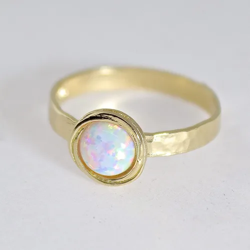 Miniatura 65 de Anillo de oro de piedras preciosas, anillo de piedra chapada en oro de 14 quilates, anillo de piedra apilable, anillo de oro de piedra pequeña