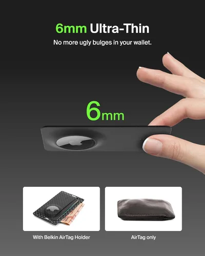 Miniatura 3 de Belkin Apple AirTag - Soporte seguro para cartera, soporte delgado y flexible, tamaño de tarjeta de crédito para bolso, bolso, bolsillo, mochila