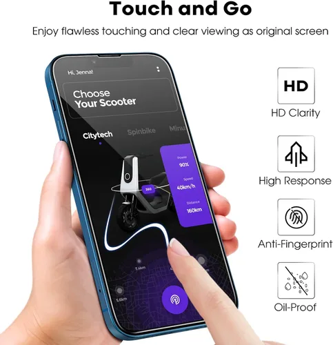 Miniatura 6 de JETech Protector de pantalla de cobertura completa para iPhone 16e 2025, iPhone 13/13 Pro de 6.1 pulgadas, película de vidrio templado