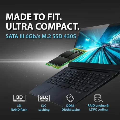 Miniatura 3 de Transcend SSD SATA III M.2 2242 de 128 GB, llave MTS430S B+M con caché DRAM, hasta 560 MB/s, SSD interno 3D TLC NAND