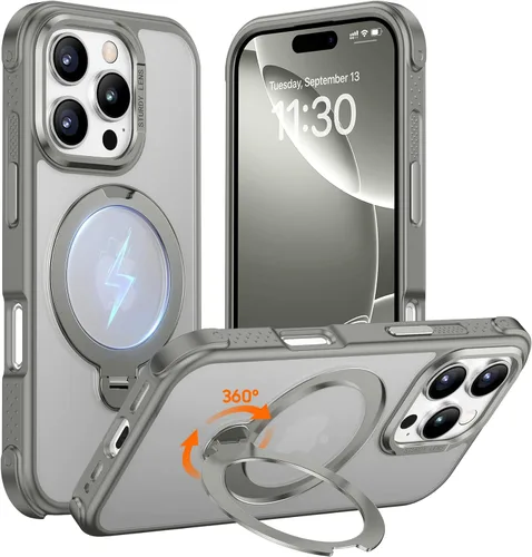 Miniatura 18 de Magnética para iPhone 12 e iPhone 12 Pro Funda, [con Soporte de Anillo Magnético Invisible Giratorio 360°][A Prueba de Golpes][Compatible