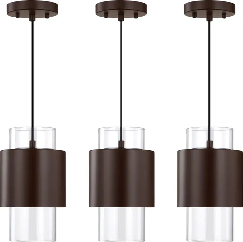Miniatura 9 de 1 Light 2 Pack Hanging Indoor Kitchen Island Pendant Light 6" Drum Glass Shade Pendant Ceiling Light Fixtures Modern Farmhouse Dinning Over Sink