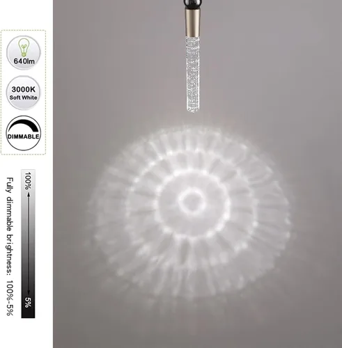 Miniatura 2 de JoollySun Mini lámpara colgante de cristal: 1 luz regulable colgante LED para baño de isla de cocina - oro pulido
