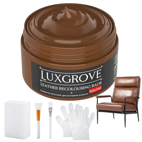 Miniatura 8 de LUXGROVE® Bálsamo recolorante de cuero beige, kit de reparación de cuero para muebles de vinilo, pintura de tinte de cuero para sofás de cuero