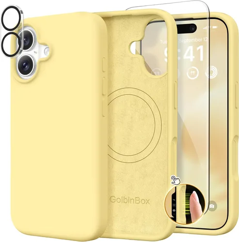 Miniatura 167 de GolbinBox Funda magnética para iPhone 17, compatible con MagSafe, cubierta de silicona integrada para control de cámara, funda de silicona líquida a
