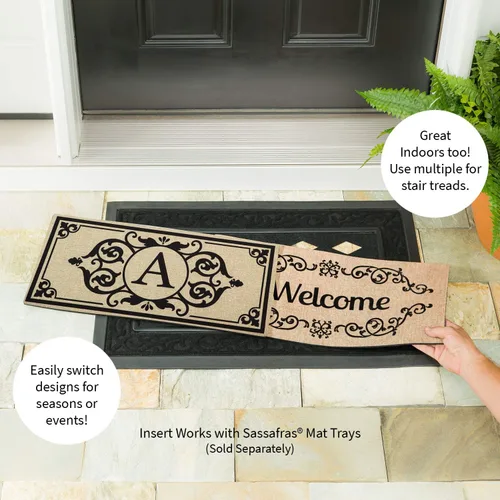 Miniatura 3 de Evergreen Flag Cambridge Monogram Letra A Burlap Sassafras Switch Mat 22" x 10