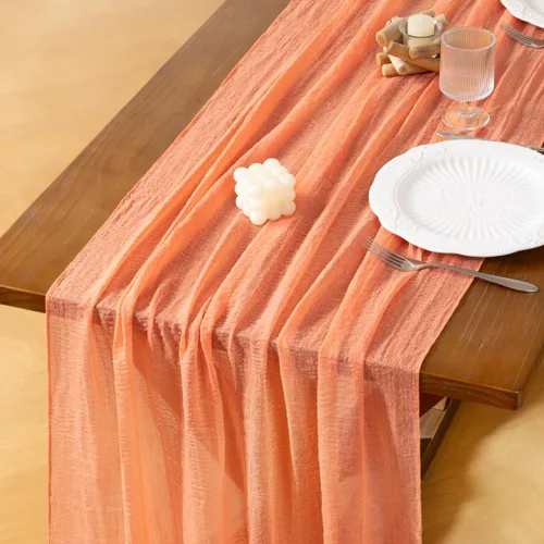 Miniatura 9 de Socomi Camino de mesa de gasa verde oliva de verano de 120 pulgadas, rústico bohemio, camino de tela de queso para bodas, fiestas, baby shower