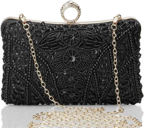 BABEYOND Bolsos de mano de noche para mujer, accesorios vintage para bolso de noche para mujer, Gatsby de los años 20 con cuentas de lentejuelas y