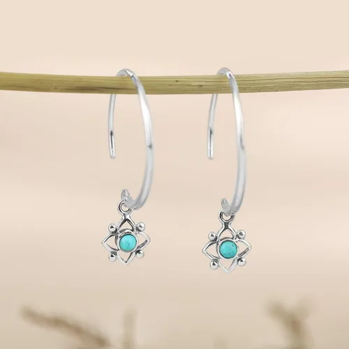 Miniatura 3 de Boma Jewelry Sterling Silver Flower Shaped Dot Pull Through Hoop Earrings