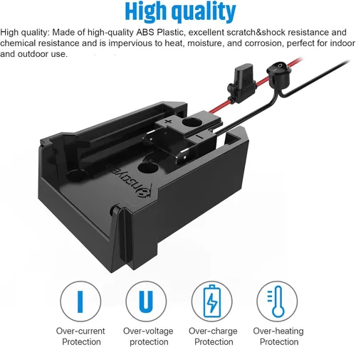 Miniatura 7 de Convertidor de corriente CC y adaptador de rueda de alimentación con fusible e interruptor para batería Milwaukee de 18 V, CC reductor de 18 V a 12