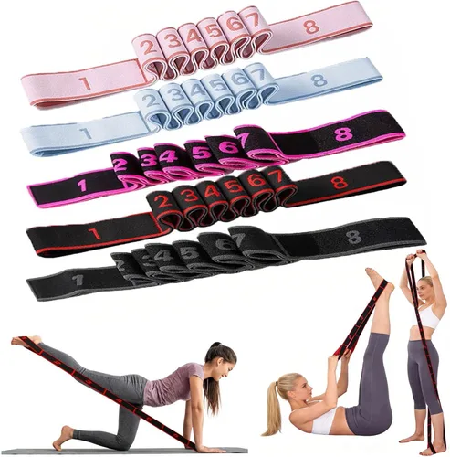 Miniatura 14 de Bandas de resistencia de fitness para estiramiento y yoga, banda de resistencia elástica numérica con marcas, banda de resistencia numerada bandas