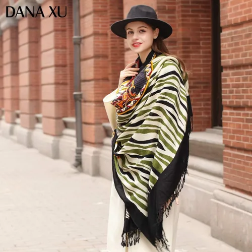 Miniatura 280 de DANA XU Manta de pashmina extragrande 100% de lana merina, bufanda de viaje, bufanda de cachemira para mujer, otoño e invierno, chal de gran