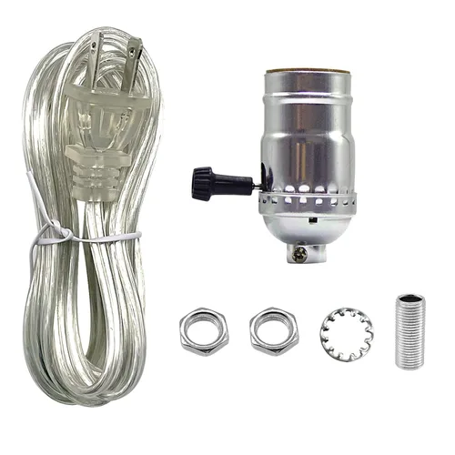 Miniatura 6 de Kit de luz de lámpara, kit de lámpara de mesa de reparación o recableado, enchufe de 3 vías y cable a juego de 8 pies con accesorios esenciales