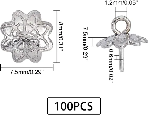 Miniatura 4 de UNICRAFTALE 100 piezas de acero inoxidable tornillo ojo pin peg fianzas taza perla clavija fianzas pin colgantes, tornillos de ojo conectores, acero