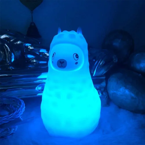 Miniatura 2 de Luz nocturna de alpaca para niños, lámpara de noche LED para habitación de los niños, luz de silicona suave recargable, brillo y colores ajustables