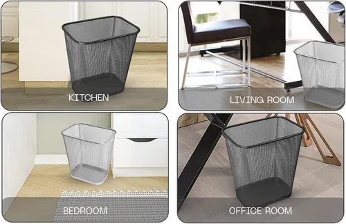 Miniatura 7 de Ybmhome Papelera de malla de acero rectangular con parte superior abierta para oficina y hogar 8x12x12 Pulgadas 1042s (1, Plata)