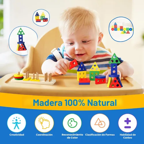 Miniatura 5 de Juguetes para bebés de 6 en 1 de 6 a 12 meses, juguetes Montessori para bebés de 6-12-18 meses, anillos de apilado de bloques de juguetes