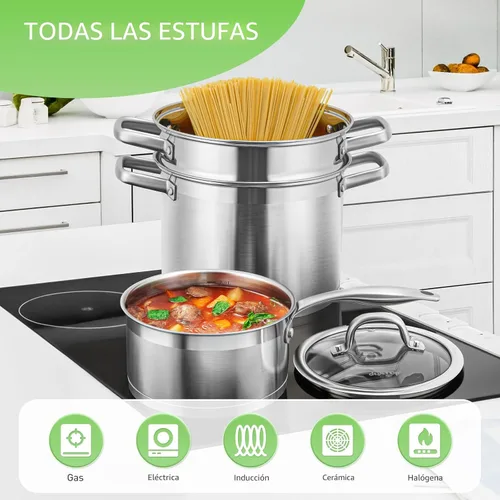 Miniatura 4 de Duxtop Juego Profesional de Ollas y Sartenes de Acero Inoxidable, Juego de 17 Piezas de Utensilios de Cocina de Inducción, Tecnología de Unión por