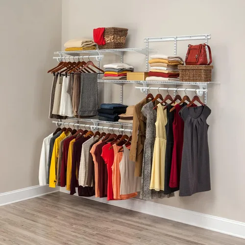 Miniatura 10 de ClosetMaid ShelfTrack - Sistema organizador de alambre para armario, ajustable de 5 a 8 pies, con estantes, barras de ropa, herrajes, acero