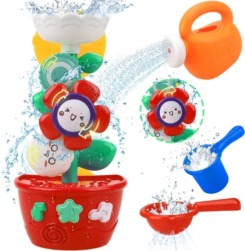 Miniatura 9 de Juguetes de baño para niñas para niños de 1 a 3 años Mesa de agua con ventosa y rotación Juguetes de bañera para niños pequeños con tazas apilables
