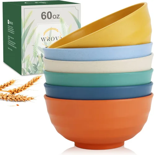 Miniatura 10 de Wrova Juego de 8 cuencos de paja de trigo para postre de 10 onzas, cuencos irrompibles para niños, mini cuencos para helado, aperitivos y frutas