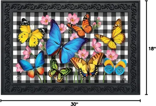 Miniatura 2 de Briarwood Lane Felpudo de primavera con mariposas a cuadros