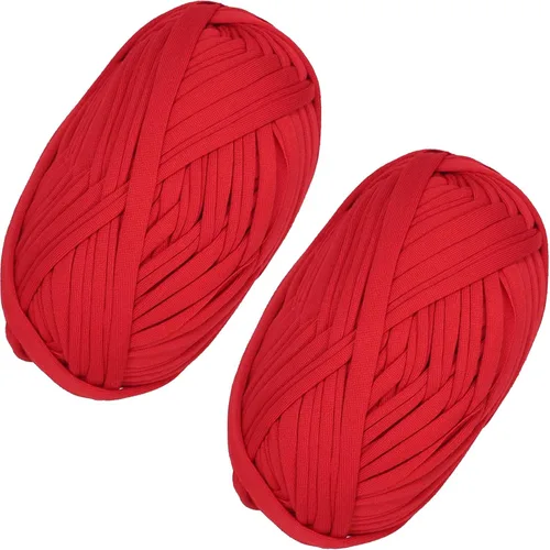 Miniatura 48 de 2 piezas de tela elástica para camisetas, hilo de crochet para tejer DIY, hilo de punto grueso tipo espagueti para proyectos de bolsos, mantas