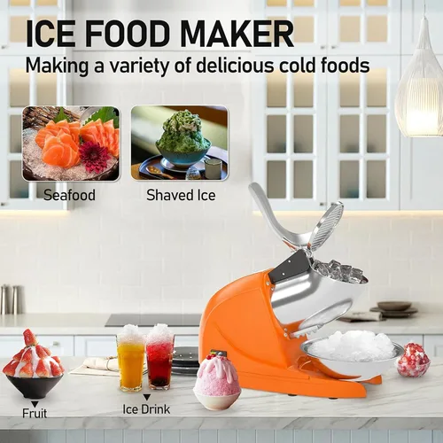 Miniatura 6 de Máquina trituradora de hielo eléctrica, máquina profesional de doble cuchilla, máquina de afeitar de hielo de acero inoxidable para uso comercial
