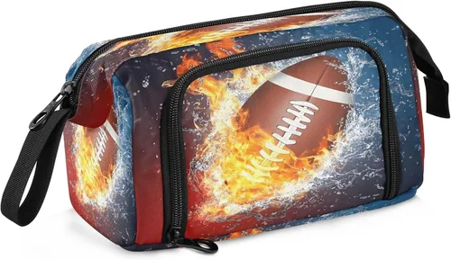 SUABO Estuche para lápices de gran capacidad, bolsa de agua de fuego de fútbol americano, estuche para lápices, bolsa de papelería, bolsa de