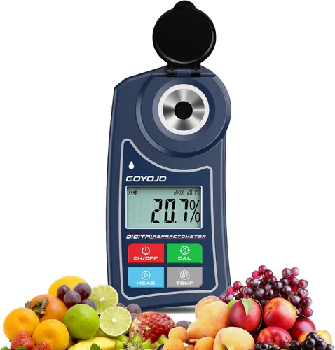 Refractómetro digital Brix GOYOJO Medidor Brix Refractómetro de laboratorio con precisión de ±0.5 Brix/1℃, rango de 0-55% con ATC para jugos de