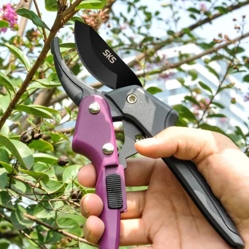 Miniatura 3 de Tijeras de jardín premium de 8 pulgadas, 3 veces más fácil de trabajar, tijeras para manos débiles por artritis (palanca de polea -podadoras- morado)
