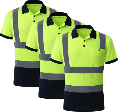 Miniatura 5 de JKSafety Paquete de 3 Camisas Polo de Seguridad de Alta Visibilidad para Trabajo Diario de Construcción para Hombres para Mujeres Polos