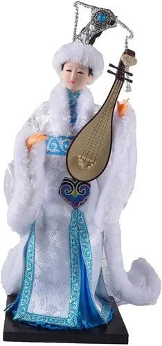 Figura de seda de artesanía tradicional china de 12 pulgadas, adornos coleccionables de personajes antiguos chinos para decoración del hogar (blanco)