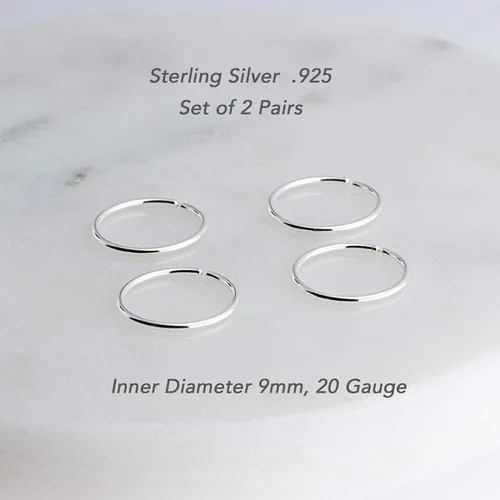 Miniatura 13 de Juego de 2 pares de anillos de nariz para cartílago pequeños para mujer, tragus, tabique, hélix, múltiples piercings finos