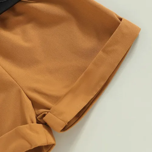 Miniatura 18 de Adobabirl Conjunto de ropa de verano para niña pequeña, sin mangas, acanalada, top halter y pantalones cortos, ropa de moda para niños con cinturón
