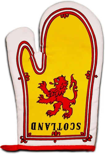 Miniatura 3 de Royal Banner of Scotland - Juego de cocina y barbacoa con delantal, guante de horno y soporte para ollas, bandera desenfrenada de león, Amarillo