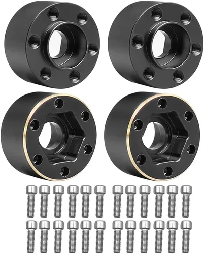 Miniatura 14 de 4 unidades de ruedas Beadlock de 1.9 y 2.2 pulgadas, adaptadores anchos de cubo de rueda hexagonal de 0.472 in para actualizaciones de oruga RC Negro