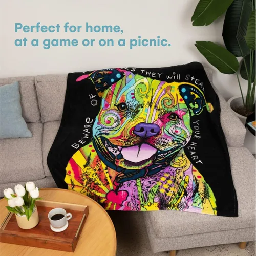 Miniatura 4 de Dawhud Direct Manta de forro polar Pit Bull de 75 x 90 pulgadas, manta de Dean Russo Pitbull para adultos y niños, suave y acogedora para la cama