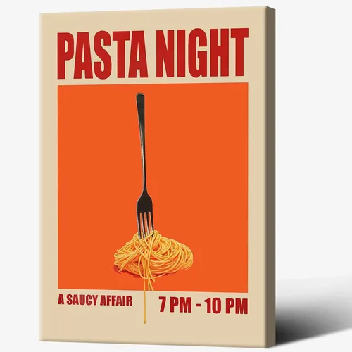 Miniatura 16 de Pósteres nocturnos de pasta retro, arte divertido de comida de fideos, arte de mediados de siglo, lienzo de cocina moderna de mediados de siglo