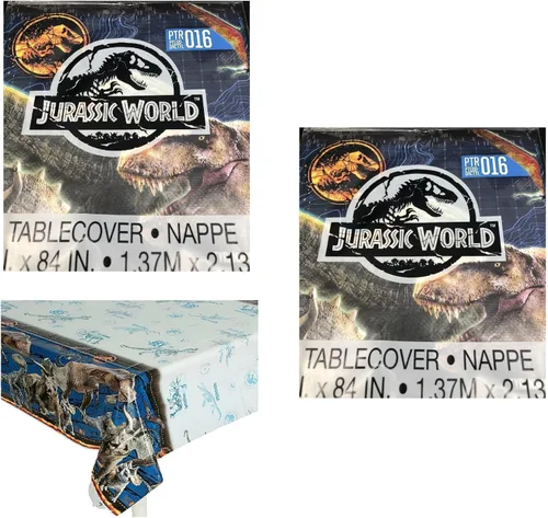 Jurassic World Fallen Kingdom - Mantel de plástico para fiestas, paquete de 2